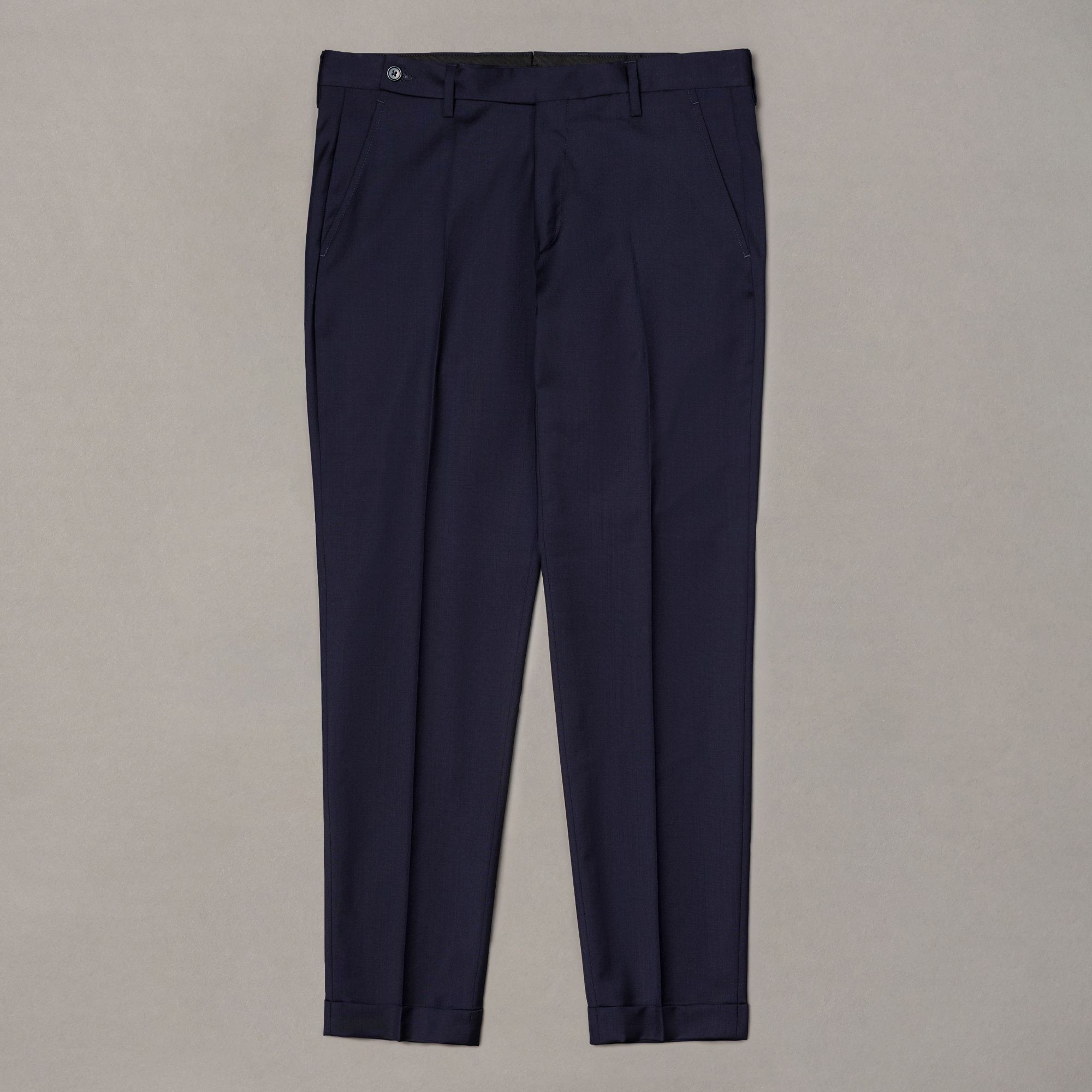Cuffed Wool Trousers Blue
