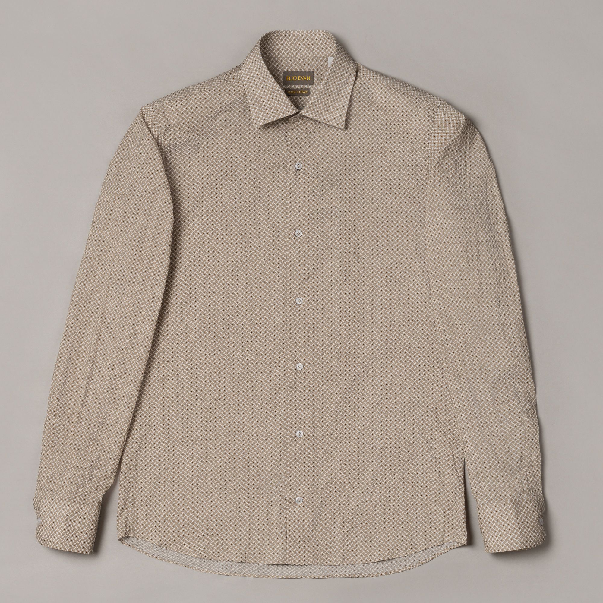 Beige Micro-Check Shirt