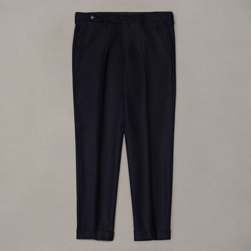 Blue Cuffed Wool Trousers
