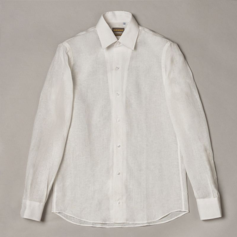 Rounded Collar Linen Shirt
